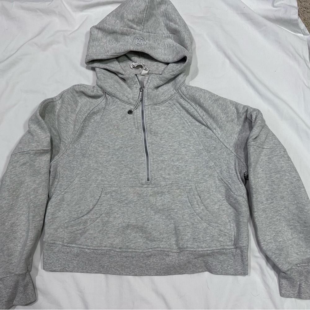 Women's Gray Half-Zip Hooded Sweatshirt